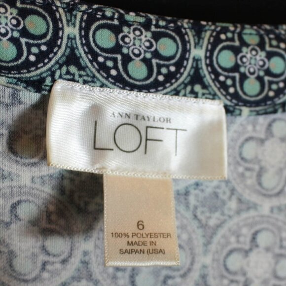 Ann Taylor LOFT Sleeveless Dress Midi Geometric Print Size 6 - Picture 4 of 4